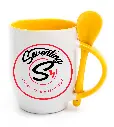 Taza color 11 oz + cuchara con caja de regalo